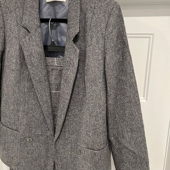 The Edinsburgh Woollen Mill Pure New Wool Gray Blazer Jacket & Skirt Set Size 10 - Picture 3 of 8